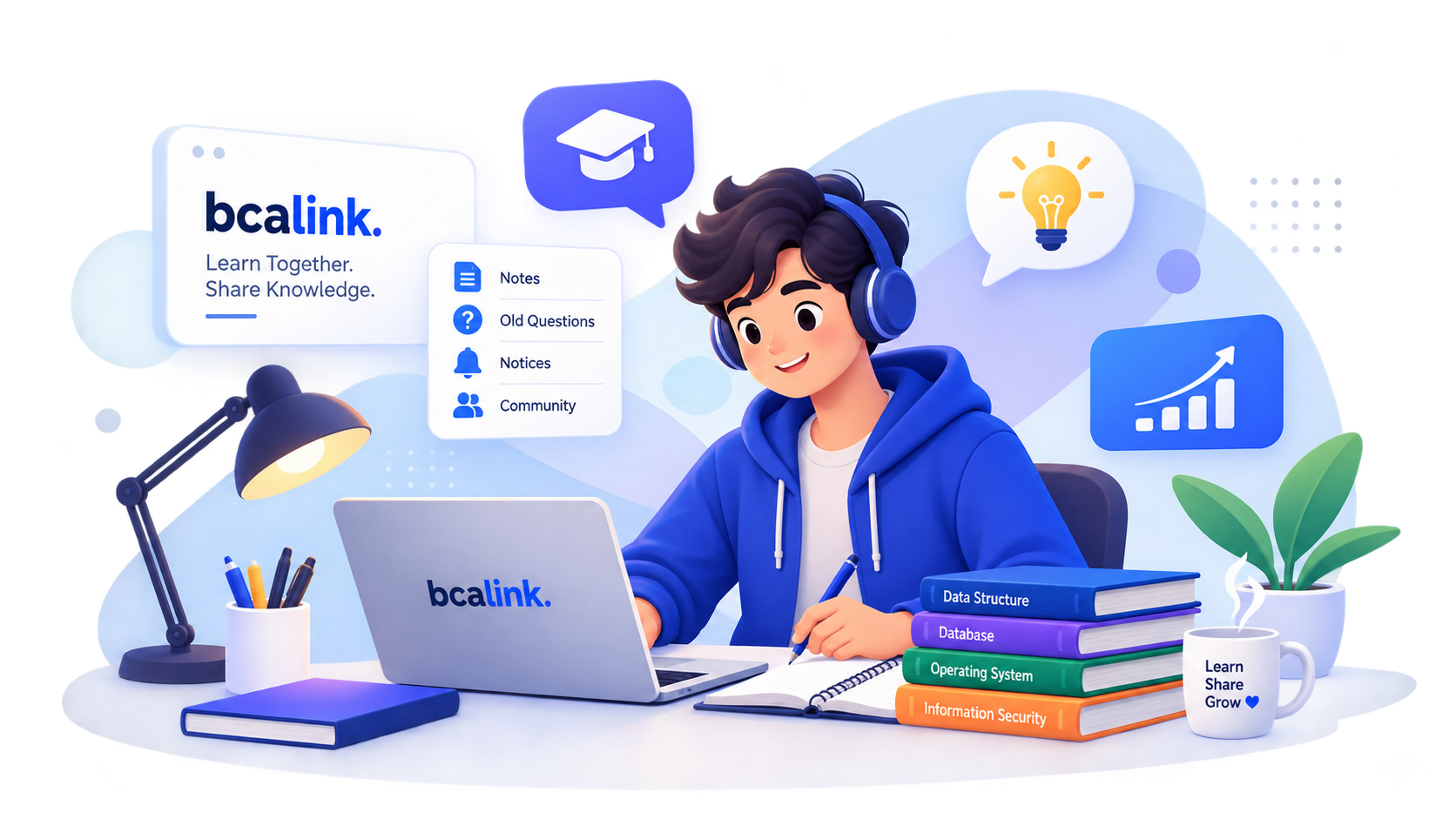 Student studying with BCA Link